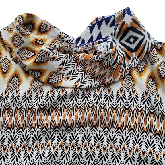 SPENSE Retro Printed Longline Tunic High Low Hem with Deep Vents Size L - Picture 4 of 10